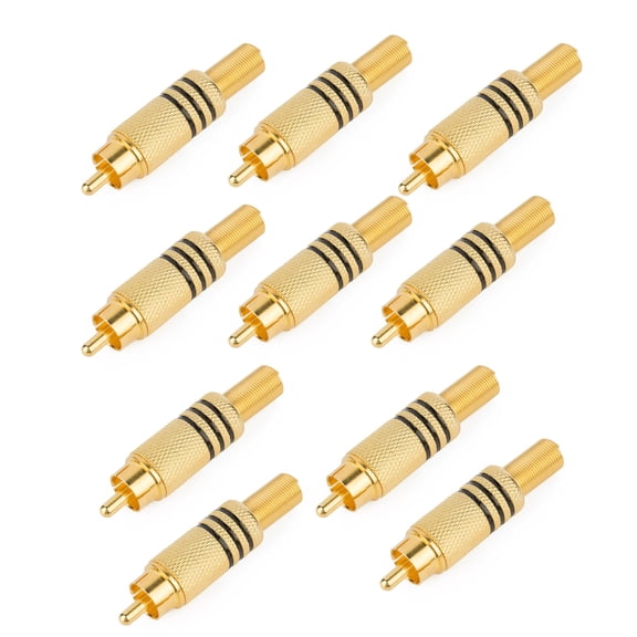 10Pcs Heavy Duty Gold Male Plug Solder Sound Video Cable Adapter Connectors Great for Loudspeaker Transmission
