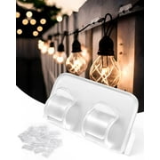 10Pcs Heavy Duty Light Hook with Waterproof Adhesive Strips, Outside Clear Cord Holders for Hanging Christmas Lighting, Hooks for Outdoor String Lights Clips