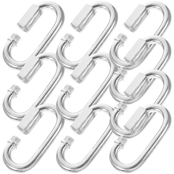 ETEREAUTY 10Pcs Durable Plated Silver Chain Link Quick Link Carabiner Clip for Climbing Use