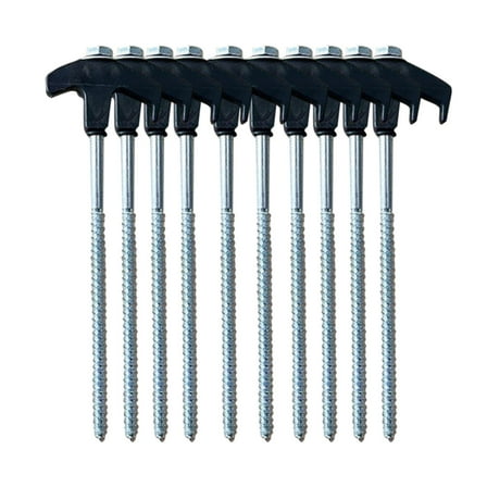 10Pcs Heavy Duty Screw-In Tent Stakes, Carbon Steel Ice Shanty Anchors with Cloth Bag for Outdoor Camping, Patio, Garden Canopies