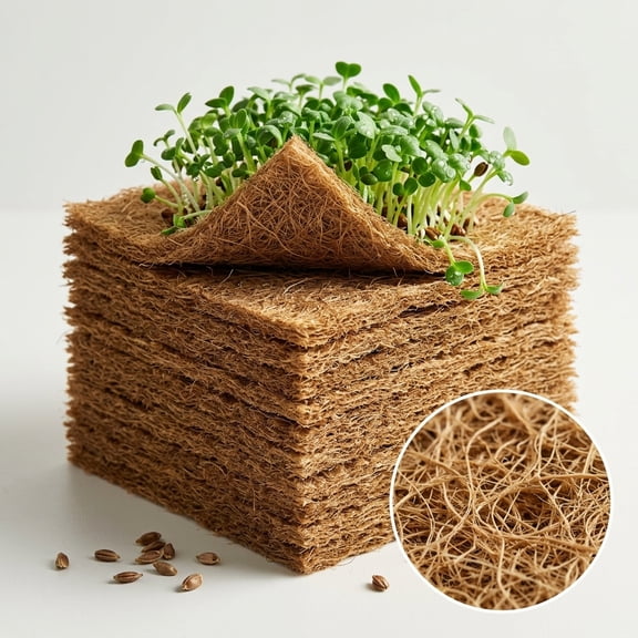 10Pcs Hemp Mats for Growing Microgreens, Jute Fiber Grow Mat Hydroponic Pads Seed Sprouting Mat for Microgreen Starter Tray Wheatgrass Sprout, 10 x 10 inch