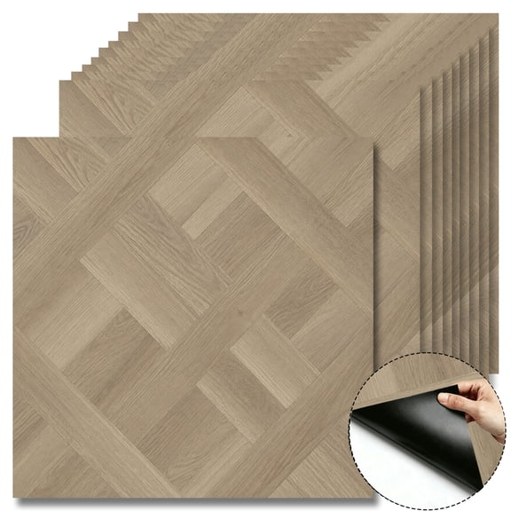10Pcs Herringbone Peel and Stick Floor Tiles, 12x12 Covers 10 Sq. Ft. Self-Adhesive DIY Vinyl Flooring, Removable Waterproof Floor Sticker for Bathroom, Kitchen, Bedroom, Stairs & Home
