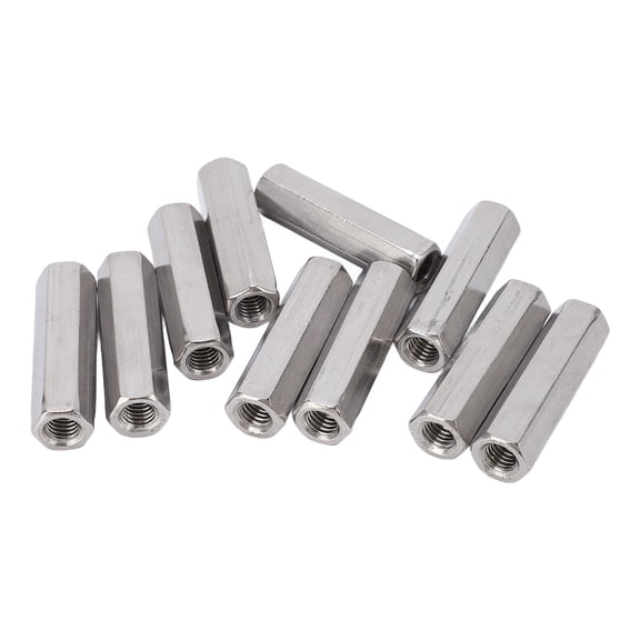 10Pcs Hex Coupling Nut Set, M8x1.25-13 L50mm 304 Stainless Steel Industrial Fastener for Bolts and Threaded Rods