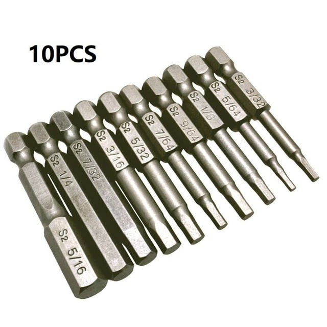 10Pcs Hex Head Allen Wrench Drill Bit Set Fit For Electric Hand