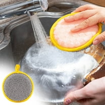 10Pcs High-Efficiency Round Kitchen Sponges, Double-Sided Dish Scrubbers, Multipurpose Wire Dishwashing Rag, Quick Stain Remover, Breathable Material, Kitchen Supplies