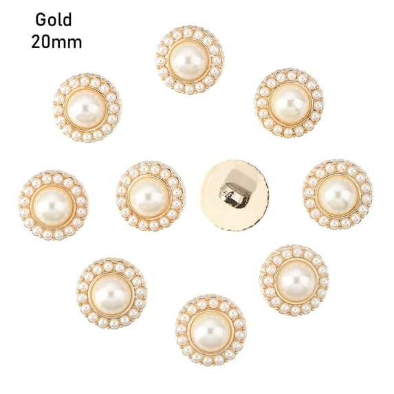 10Pcs High Quality Ornaments DIY Shirt Buttons Sewing Accessories Pearl Clothing Buttons Needlework GOLD 20MM