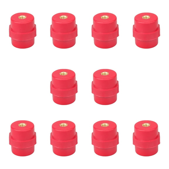 10Pcs High Strength Busbar Insulator Supporter 8mm Polyester Standoff Insulators Insulation Column Red Insulator Pillar
