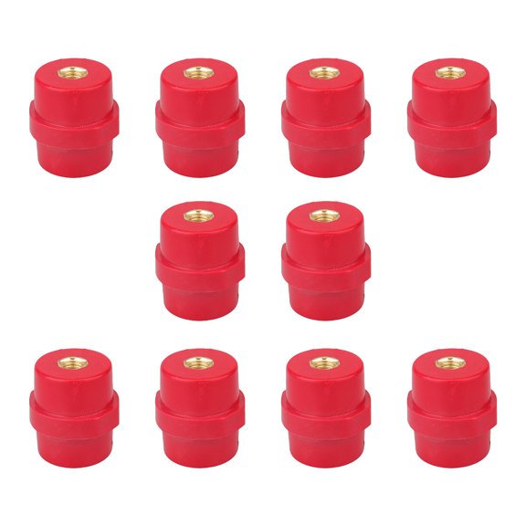 10Pcs High Strength Busbar Insulator Supporter 8mm Polyester Standoff Insulators Insulation Column Red Insulator Pillar