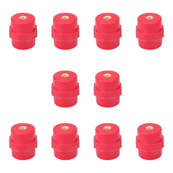 10Pcs High Strength Busbar Insulator Supporter 8mm Polyester Standoff Insulators Insulation Column Red Insulator Pillar