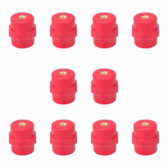 10Pcs High Strength Busbar Insulator Supporter 8mm Polyester Standoff Insulators Insulation Column Red Insulator Pillar