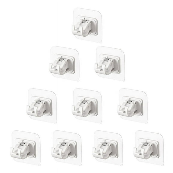10Pcs Hooks for Curtain Rod Without Nails Brackets No Drilling Self Adhesive Fixed Clip Bracket