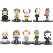 10Pcs Horror Movie Action Figure Killer Set, 2.2" Halloween Action Figure Toys, Chucky Jason Clown Michael Myers Freddy Pennywise Horror Movie Collectible Figures, Halloween Decorations Birthday Gift