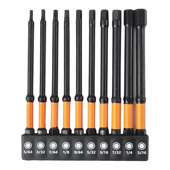 10Pcs Impact Hex Head Allen Wrenches Drill Bit Set 1/4inch Impact Hex Shank Steel Hex Bit Set Allen Key Screwdriver Bit