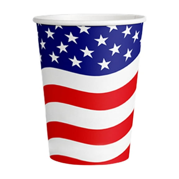 10Pcs Independence Day Party Tableware Set ,16 Guests Disposable Red White Blue Stars & Stripes 9 fl oz Cups, Napkins, Patriotic July 4th BBQ Supplies