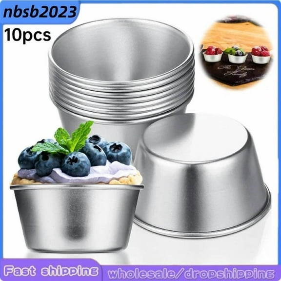 10Pcs Individual Flan Molds Egg Tart Molds Pudding Cups Mini Cupcake Molds Gift