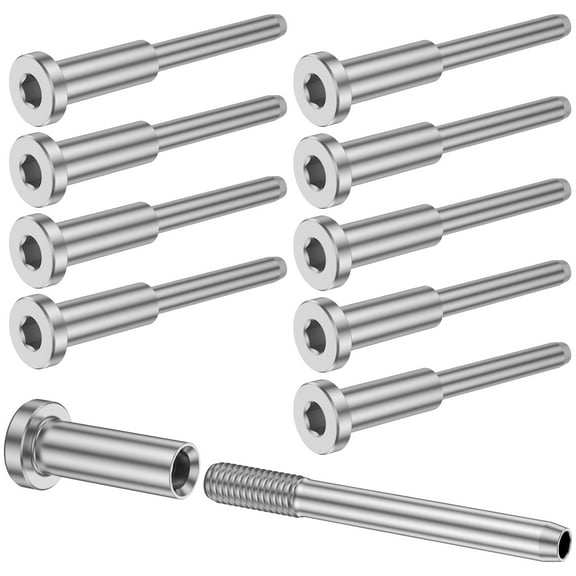 10Pcs Invisible Cable Railing Hardware Kit 316 Stainless Steel Invisible Receiver and Swage Stud End Set Silver Deck Stair Cable Railing Kit for 1/8inch Wire Rope Cable