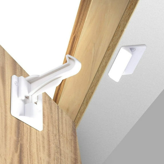 10Pcs Invisible Drawer Latch Lock Self Adhesive No Tools Drilling Required Cabinet Child Safety Lock Multi-Purpose Baby Proof Security Lock