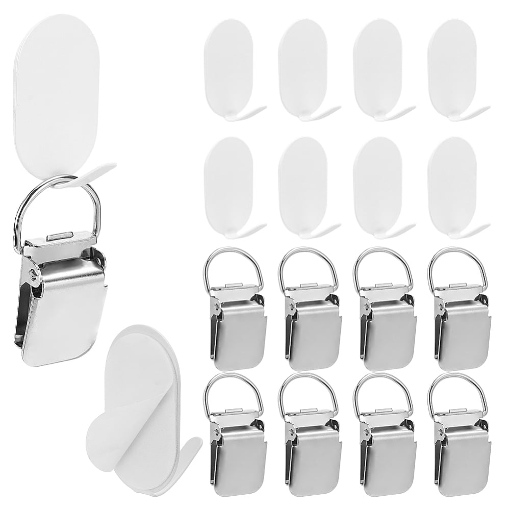 10Pcs Iron Baby Pacifier Clips with 10Pcs Oval Iron Hook Hangers Platinum 60x32.5x13mm diy