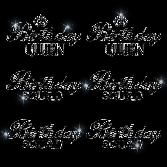 10Pcs Iron on Birthday Queen Rhinestone Transfer Bling Rhinestone Birthday Squad Stickers Hotfix Transfer Sparkling Bedazzled Sticker for Clothing Tote Bag DIY Art Craft Gifts diy