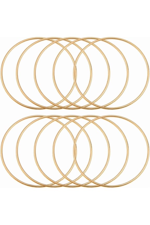 10Pcs Iron Ring for DIY Woven Net/Web with Feather Macrame Knotting Light Gold 80x3mm Inner Diameter: 75mm