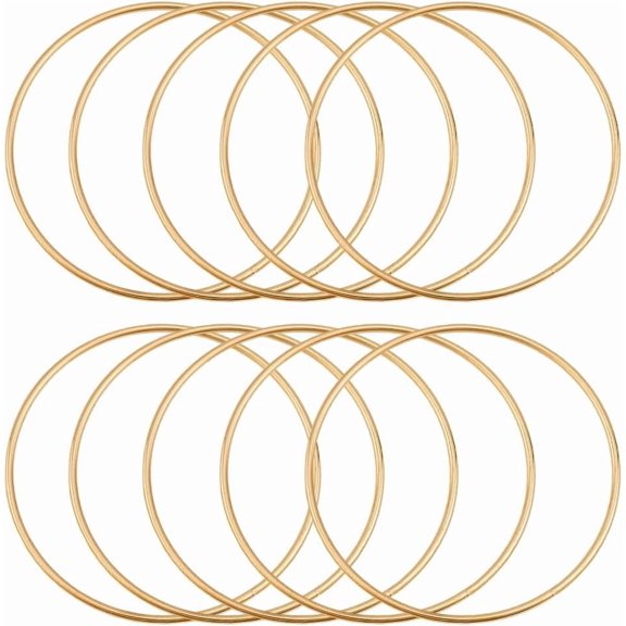 10Pcs Iron Ring for DIY Woven Net/Web with Feather Macrame Knotting Light Gold 80x3mm Inner Diameter: 75mm