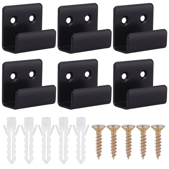 10Pcs Iron Wall Mounted Hook Hangers for Ceramic Tiles with Iron Screws Plastic Anchor Plug Black 40x34.5x20mm Hole: 4.5mm Inner Diameter: 14.5mm