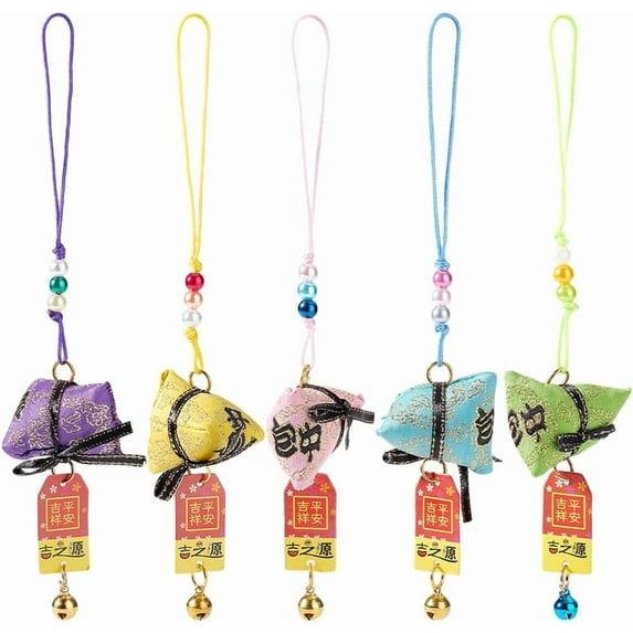 10Pcs Japanese Omamori 5 Colors Blessing Lucky Amulet Hanging Sachet Blessing Bag Pendant for Good Luck Health Wealth Love Success Career Hanging Fortune Gifts for Women Men DIY