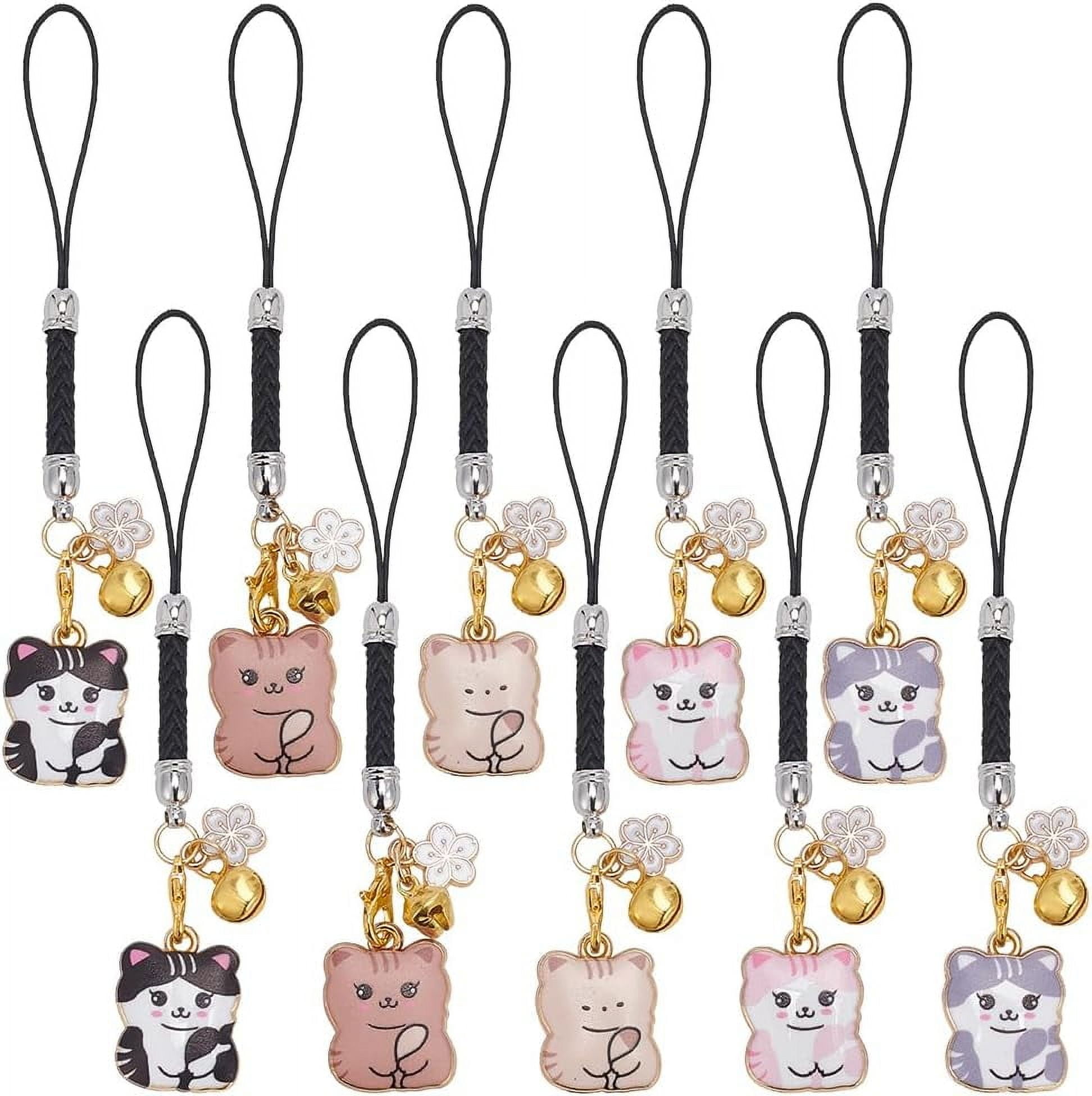 10Pcs Japanese Style Cat Phone Charm 4 Inch Cat Charms with