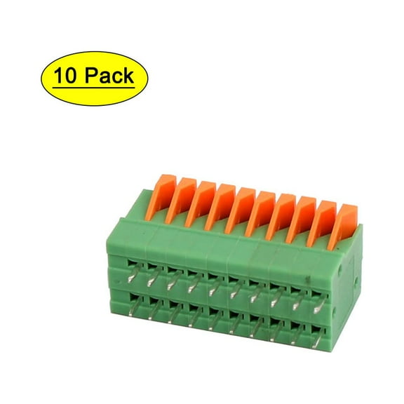 10Pcs KF141V 150V 2A 2.54mm Pitch 10P Spring Terminal Block for PCB Mounting