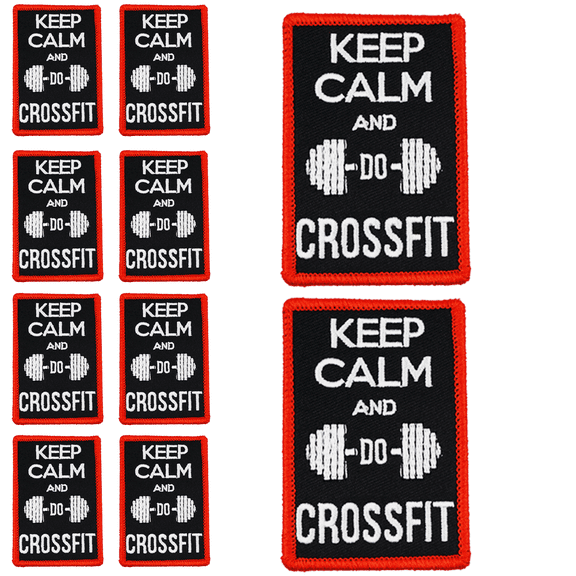10Pcs Keep Calm And Do CrossFit Gym Embroidered Patch with Hook and Loop backing, Workout Bodybuilding Applique Badge For Vests,Jackets, Backpacks,and Clothing