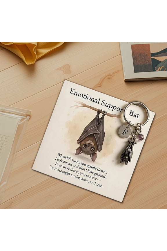 10Pcs Keychain under $5! Yannianjz Inspirational Keychain for Mental Health, Encouragement Pendant with Card, Bat Symbol Resilience Keychain, Emotional Support Gift Keyring