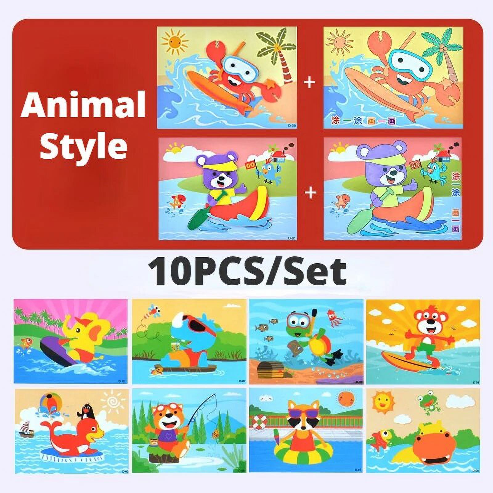 10Pcs Kids 3D EVA Foam Stickers Cartoon Dinosaur Animal Puzzle Game DIY ...