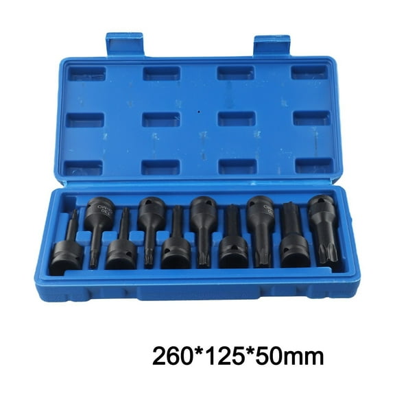 10Pcs/Kit 1/2 Inch Drive Torx Star Bit Socket Sets T20-T80 Socket Bits Set Replacement Parts Tools With Box