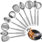 Xiyztok 10Pcs Stainless Steel Cooking Utensils Set, Dishwasher Safe Metal Kitchen Tools with Ergonomic Handle