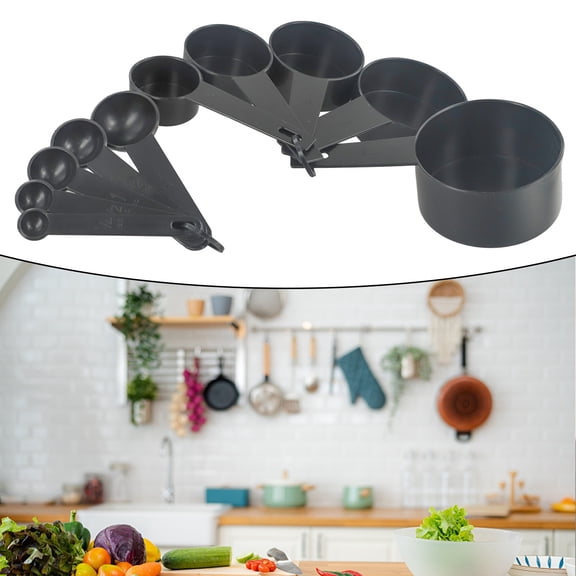 10Pcs Kitchen Measuring Spoons Cup Set Baking Cooking Coffee Spoon Black YIWEI