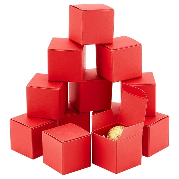 10Pcs Kraft Paper Cardboard Jewelry Gift Boxes Square Red Box: 4x4x4cm DIY