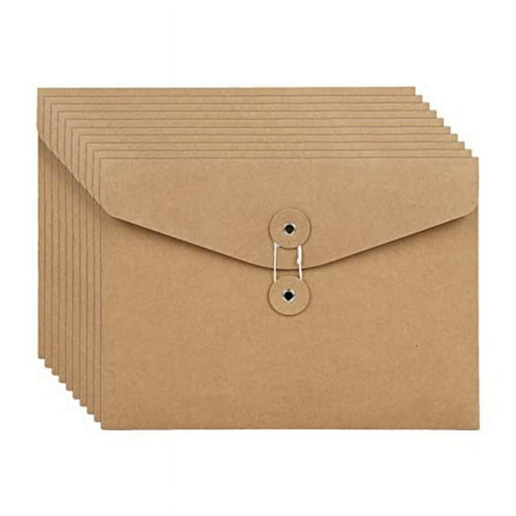 TOP! 10Pcs Kraft String Envelope File Folders A5 Letter Size Document Organizer for Office School Brown