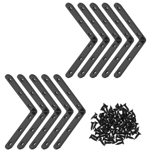 10Pcs L Bracket Corner Braces 4 Inch Stainless Steel Shelf Bracket 90 Degree Right Angle Corner Bracket with Screws Max Load 20kg L Shape Corner Brace for Cabinet Table Bed