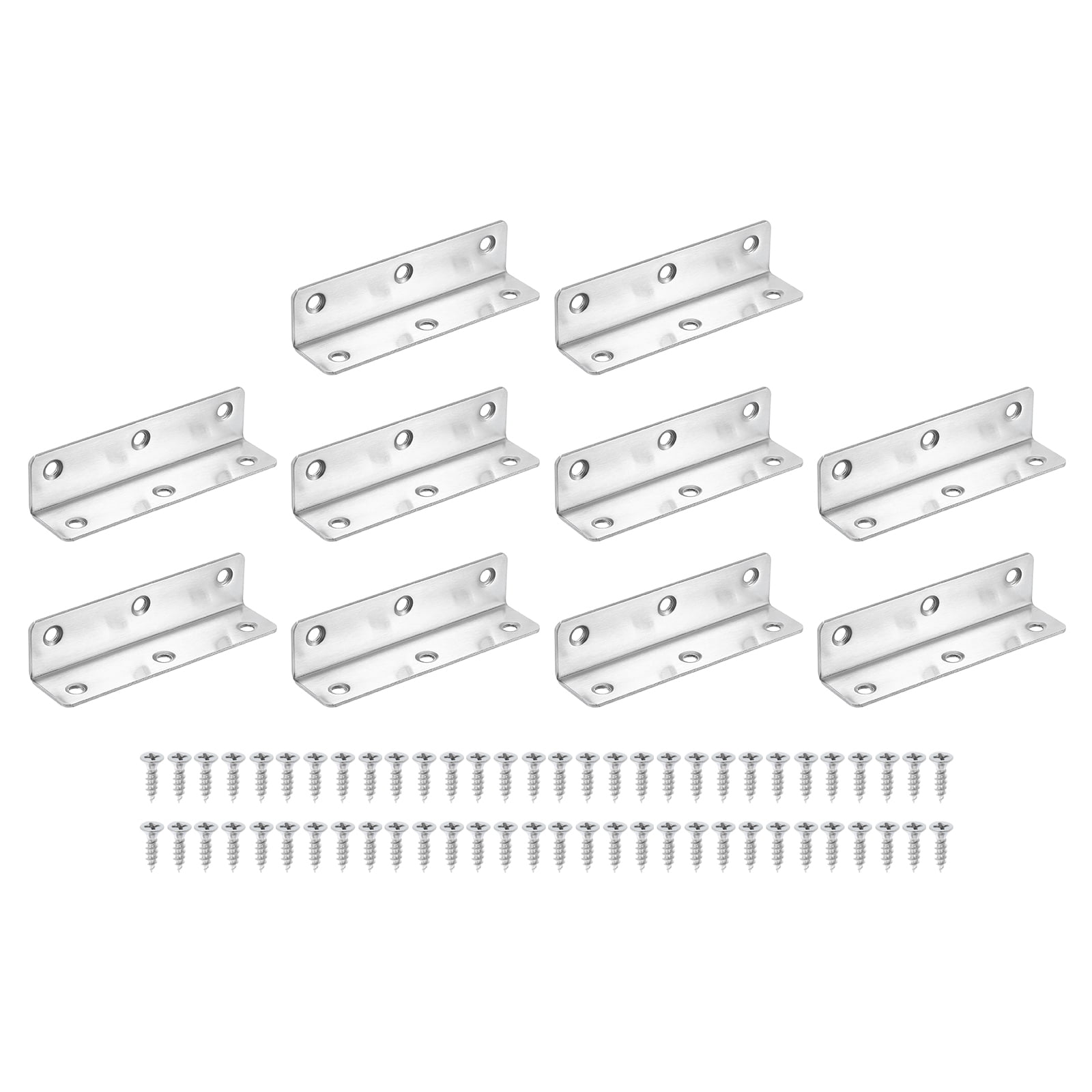 10Pcs L-Shaped Brackets Corner Brace, 0.98"x0.98"x3.94" Corner Bracket Shelf Bracket Right Angle Brackets for Wood Shelves Furniture (25x25x100mm, Silver)