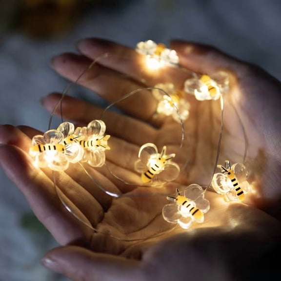 10Pcs LED Bee String Lights - Battery Powered Fairy Lights for Home Decor, 3.22ft Indoor/Outdoor Decorative Lighting for Weddings and Celebrations