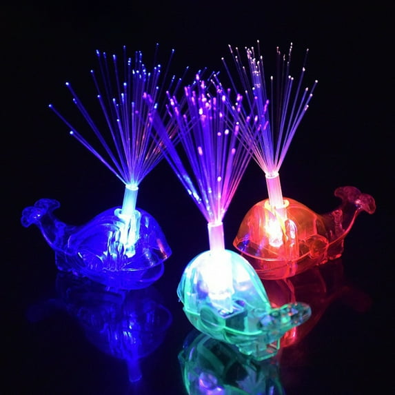 10Pcs LED Glowing Ring Exquisite Flashing Mini Decorative Unisex Whale Finger Light Halloween Props New Year Gift for Party A