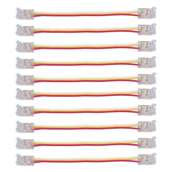 10Pcs LED Light Strip Connectors 3Pin 8mm Safe PC Strong Compatibility COB LED Strip Connectors for Home Party Office