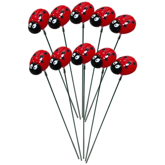 10Pcs Ladybug Garden Stake Decoration Garden Resin Ladybug Decor Lifelike Ladybug Decoration