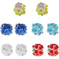 thumbnail image 1 of 10Pcs Lampwork Glass Loose Bumpy Beads 5 Colors Handmade Loose Spacer Beads 14mm Rondelle Round with Flower, 1 of 7