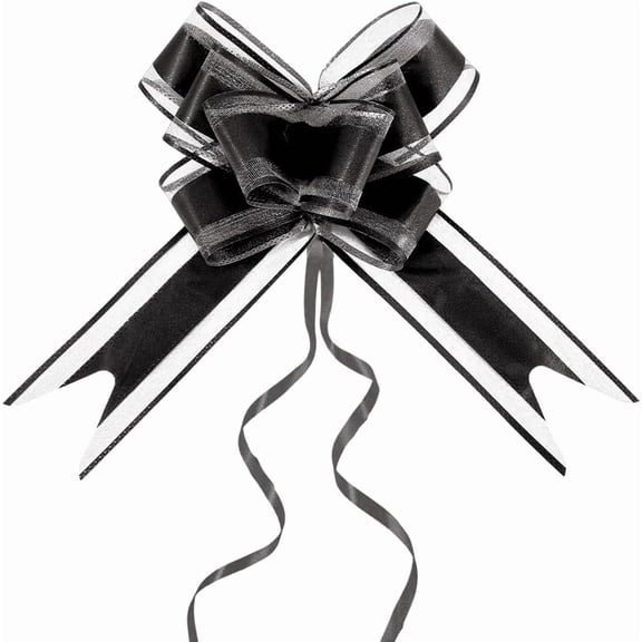 10Pcs Large Black Gift Festive Ribbon Bows Party Gift Wrap Decorations Satin Look Pull Ribbon Decorative Supplies for Christmas Wedding Birthday Decoration Packaging Floral Arrangements