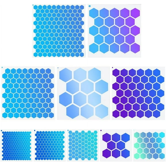 10Pcs Large Honeycomb Paint Stencils Honeycomb Stencils Reusable Hollow Out Square Plastic Painting Stencil Templates Sets for Painting Drawing Wood Wall Scrapbook Card DIY Decoration diy