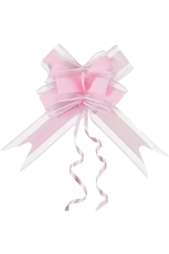 10Pcs Large Pink Gift Bows Pull String Bows Ribbon Drawstring Gift Basket Ribbon Ties Wrapping Supplies for Christmas Wedding Birthday Decoration Party Favor Packaging Floral Arrangements for DIY