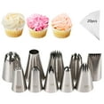 thumbnail image 1 of 10Pcs Large Piping Tips Set, Stainless Steel Icing Tips with 20 Disposable Pastry Bags for Cake Decorating, 1 of 7