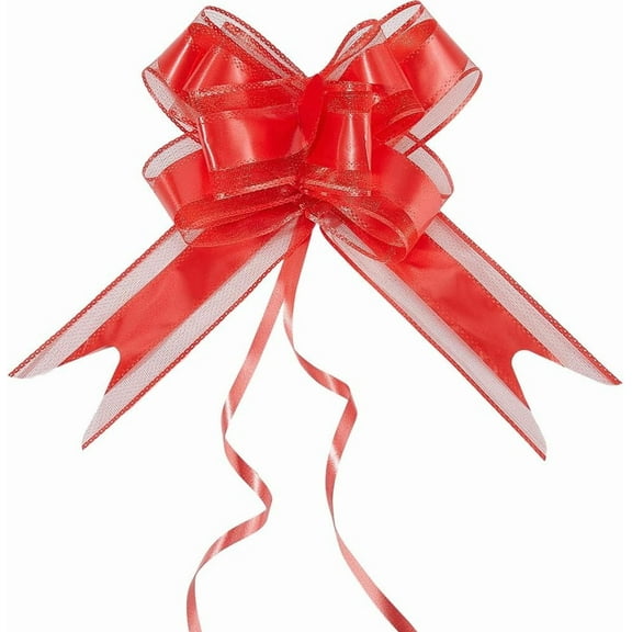 10Pcs Large Red Ribbon Pull Bows Bouquet Tie Plastic Big Bowknot Coquette Flower Floral Wrapping Pack Decoration Accessories