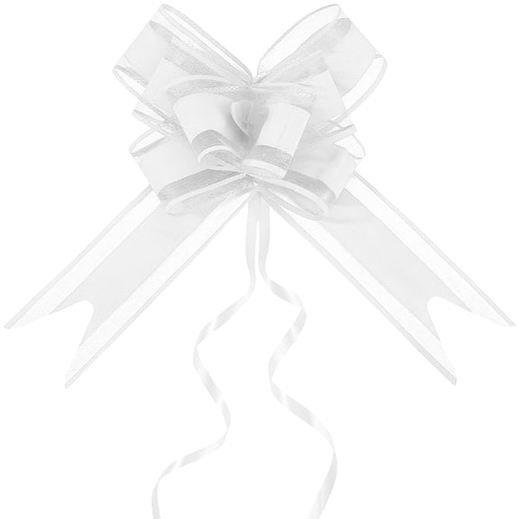 10Pcs Large White Gift Bows Drawstring Ribbon Gift Basket Pull Ribbon Wrapping Supplies